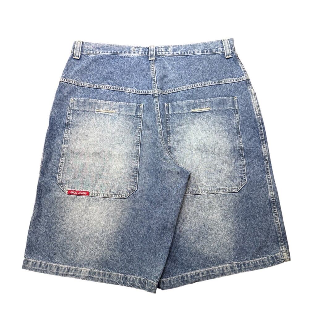Rare JNCO denim shorts mens size size 38 Y2K dragon design embroidery baggy - Picture 2 of 14